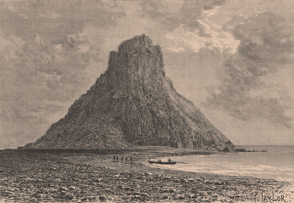 Old Bogoslof peak, Aleutian Islands. Alaska 1885 antique print picture